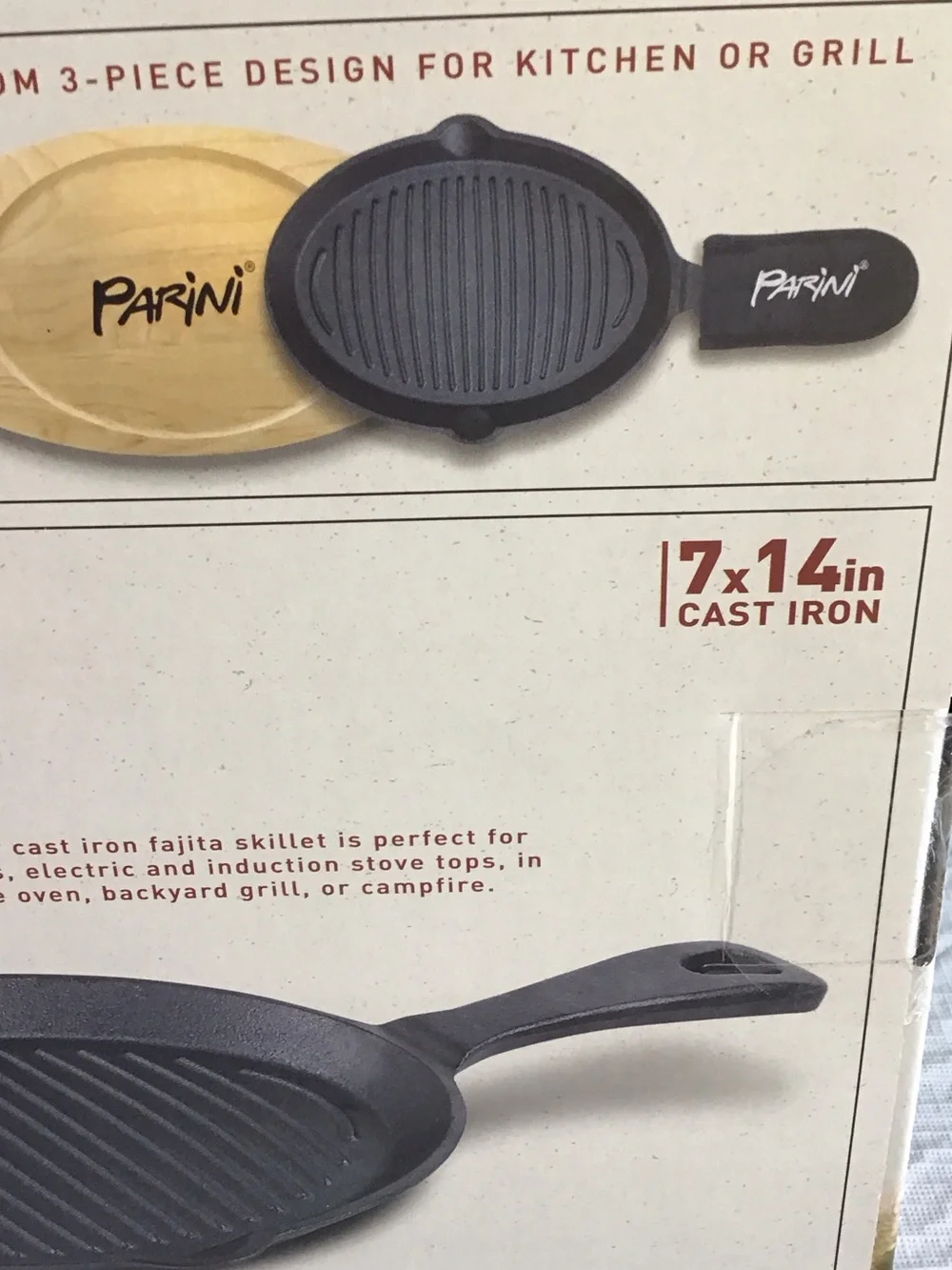 Parini Black Cast Iron Fajita Skillet Set